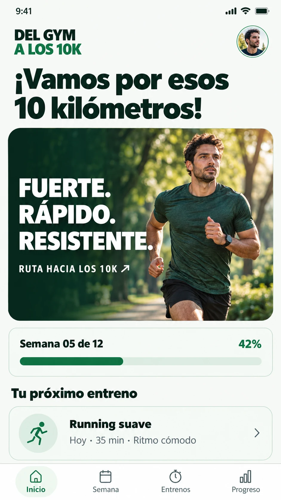 Inicio del aplicativo Del Gym a los 10K